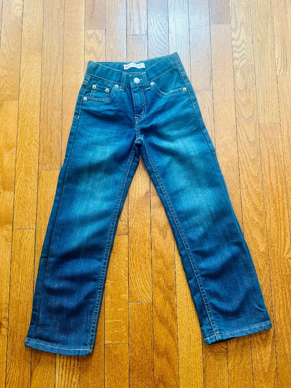 Levi's Boys blue Straight Leg Jeans Adjustable Waist Classic Denim Size 7 Slim